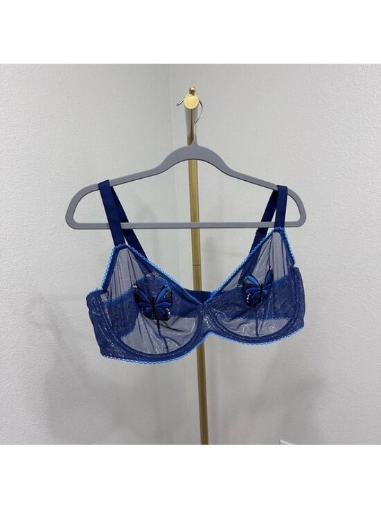Adore Me Other - Adore Me Alyshia Demi Bra Blue Butterfly Mesh Sheer Underwire Bra Womens sz 44DD